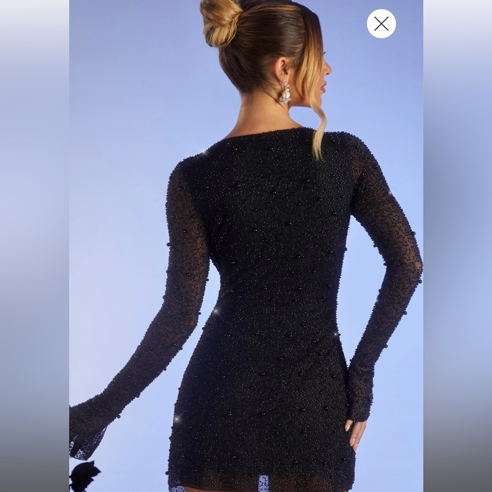 Black mini embellished dress